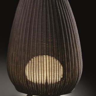 Lampa stojąca Amphora z brązowym kloszem, LED, o klasie szczelności IP66