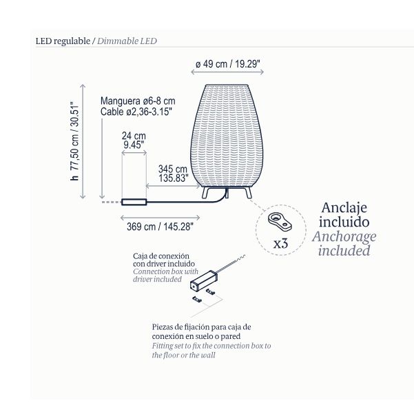 Brązowa lampa ogrodowa Amphora 01 z LED i ściemniaczem