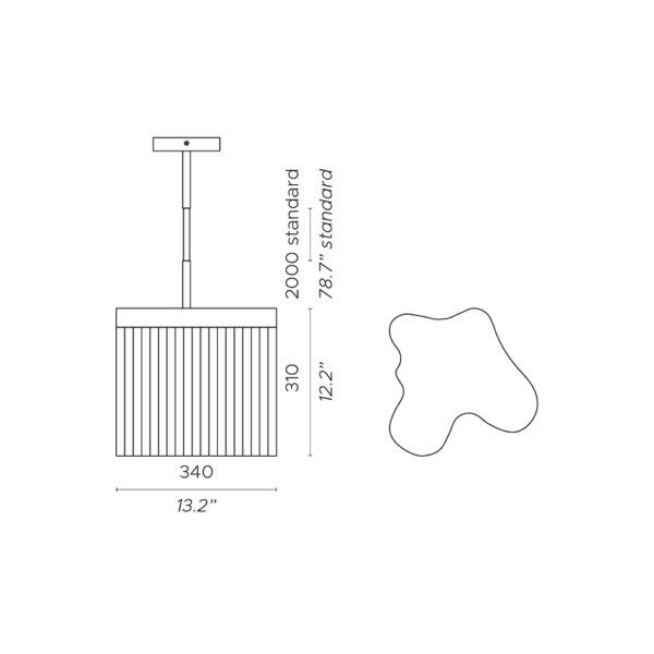 Wisząca lampa Arcipelago so fog blue z kloszem ozdobionym frędzlami