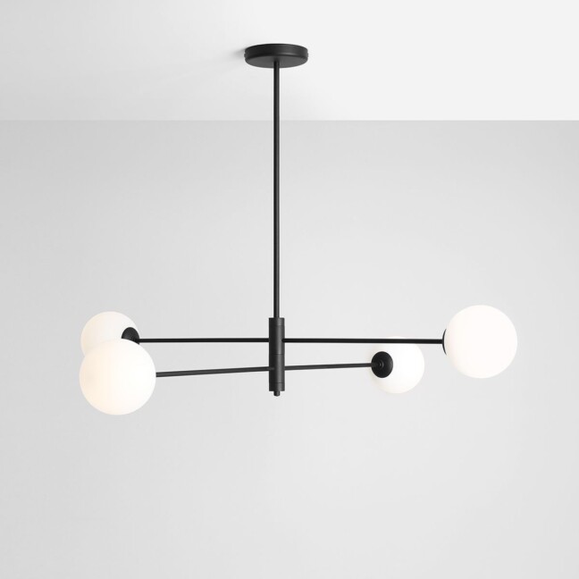 Wisząca lampa Homme z czterema szklanymi kloszami