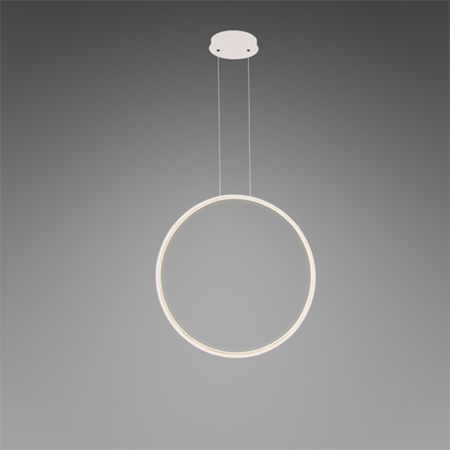 Biała lampa wisząca Shape No. 1 o średnicy 80 cm i barwie światła 3000K