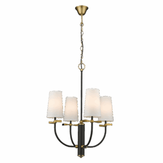 Elegancki czarny żyrandol Bow z metalową kokardką w mosiężnym odcieniu