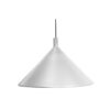 Biała wisząca lampa Cono w kształcie stożka o wysokości 45 cm