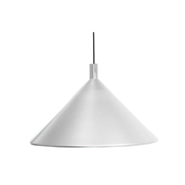 Biała wisząca lampa Cono w kształcie stożka o wysokości 45 cm