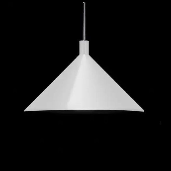 Biała wisząca lampa Cono w kształcie stożka o wysokości 45 cm