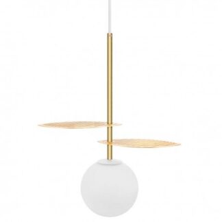 Wisząca lampa Fyllo z szklanym kloszem i złotymi akcentami