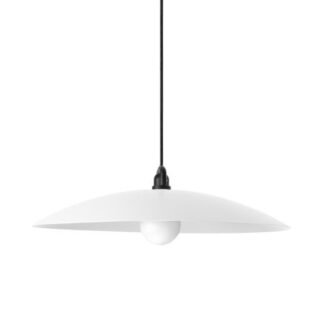 Biała wisząca lampa Sputnik z szerokim kloszem i klasą szczelności IP65