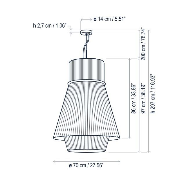 Biała lampa wisząca Folie S/70.2
