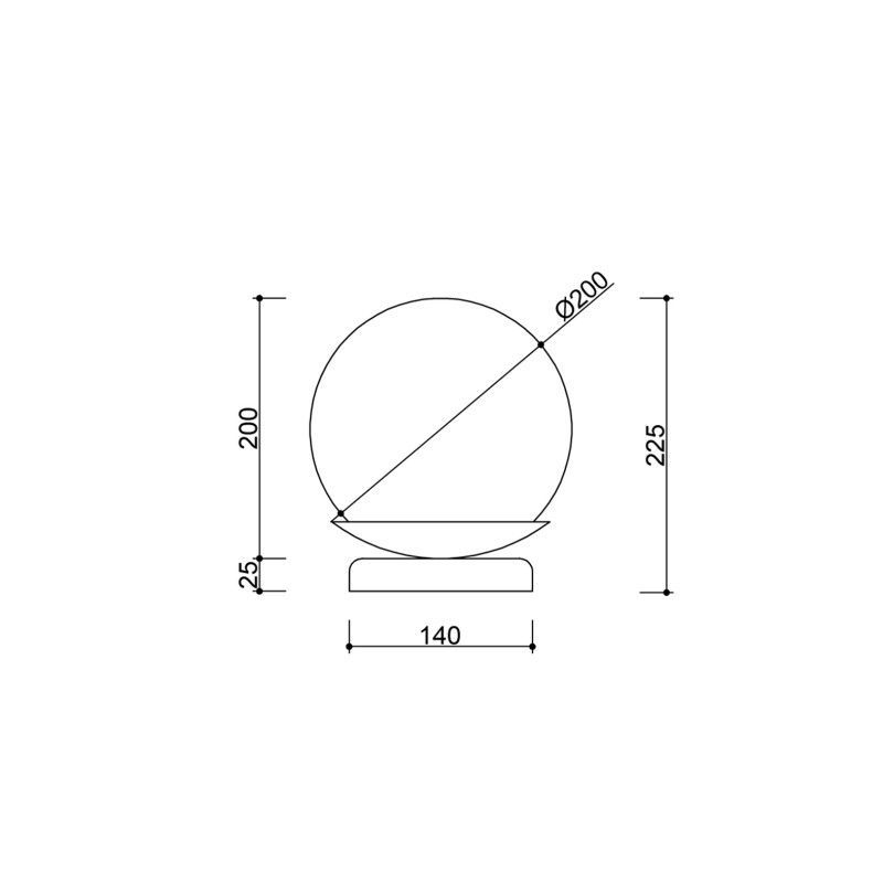 Szklana lampa stołowa Kuul ST z burgundową podstawą
