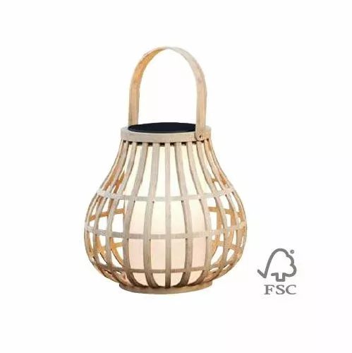 Bambusowy lampion solarny Leo, odporny na warunki atmosferyczne (IP44)