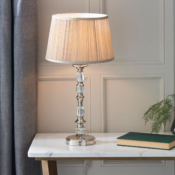 Beżowa kryształowa lampa stołowa Polina od Interiors