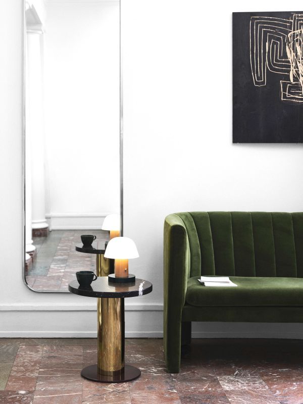 Beżowo-zielona przenośna lampa stołowa Setago JH27