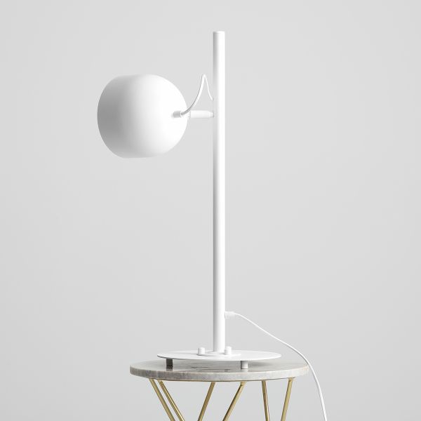 Biała biurkowa lampa Beryl z regulowanym kloszem