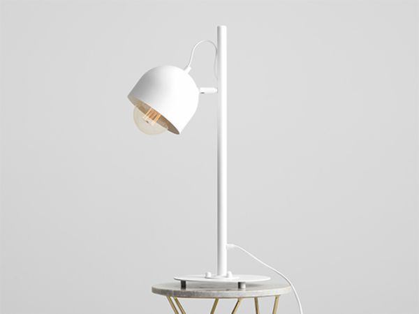 Biała biurkowa lampa Beryl z regulowanym kloszem