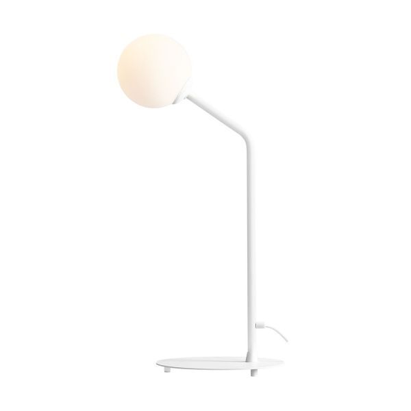 Biała lampa biurkowa Pure z szklanym kloszem