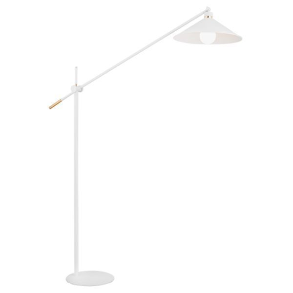 Biała lampa podłogowa Nashville z kloszem w kształcie stożka