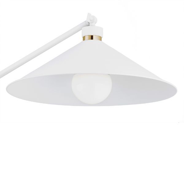 Biała lampa podłogowa Nashville z kloszem w kształcie stożka