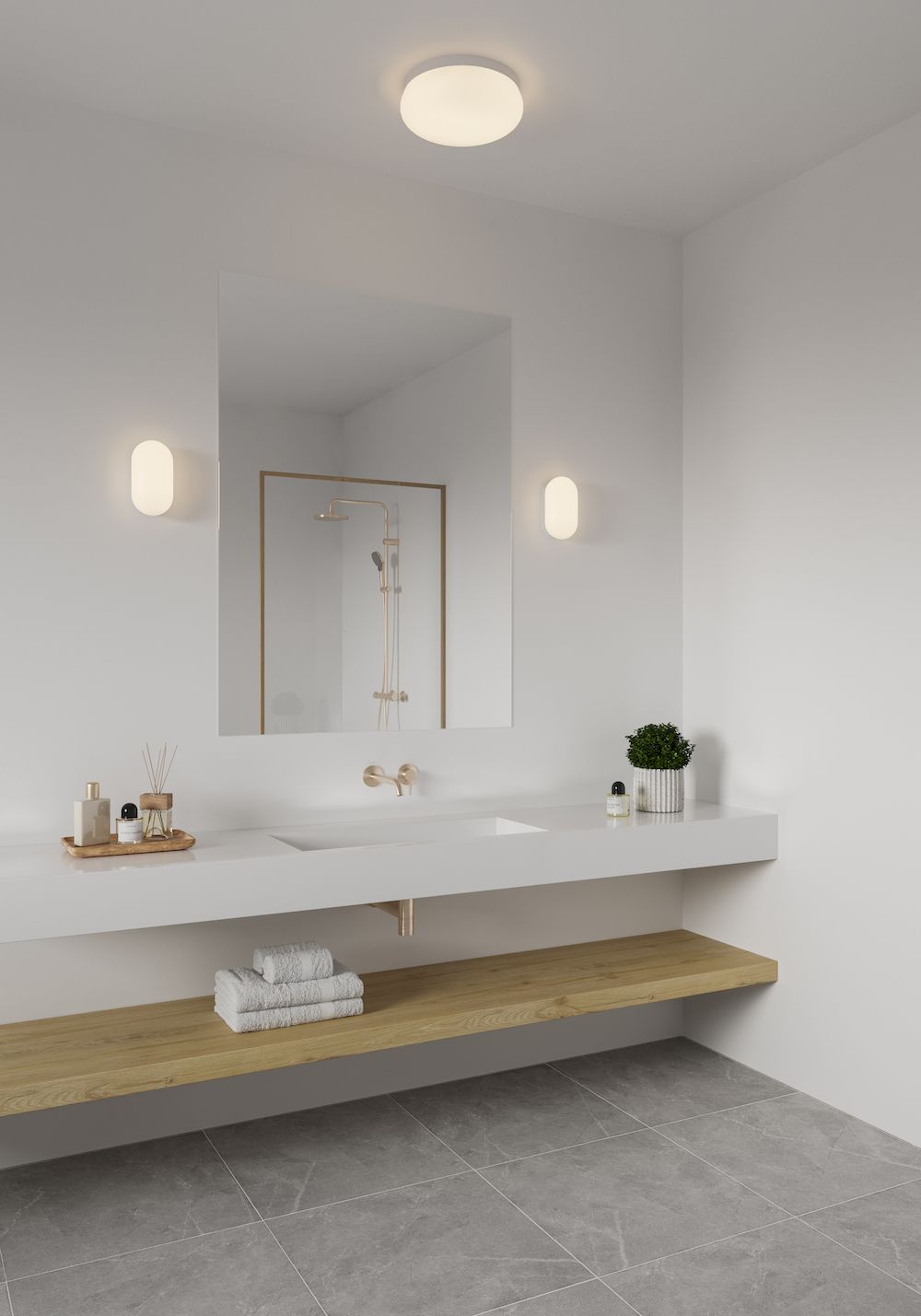 Biała lampa ścienna Foam, odporna na wilgoć (IP44)