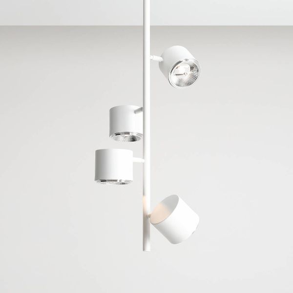 Biała lampa sufitowa Bot 4 Vertical z regulowanymi kloszami