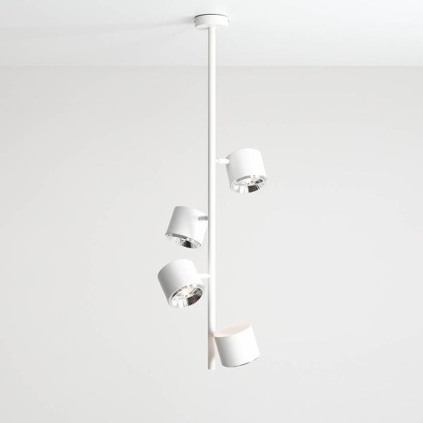 Biała lampa sufitowa Bot 4 Vertical z regulowanymi kloszami