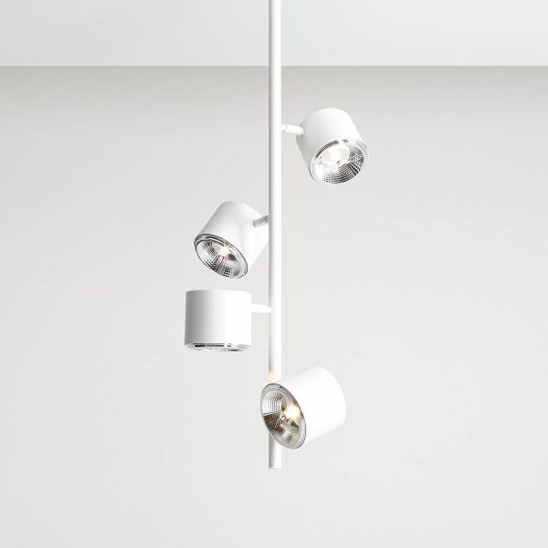 Biała lampa sufitowa Bot 4 Vertical z regulowanymi kloszami