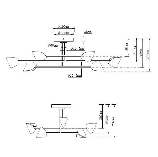 Biała lampa sufitowa Capuccina 6 o długości 115 cm