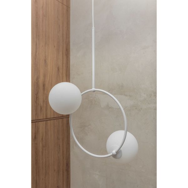 Biała, okrągła lampa wisząca Fappu A