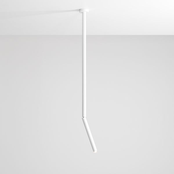 Biała, regulowana lampa wisząca Stick o podłużnym kształcie