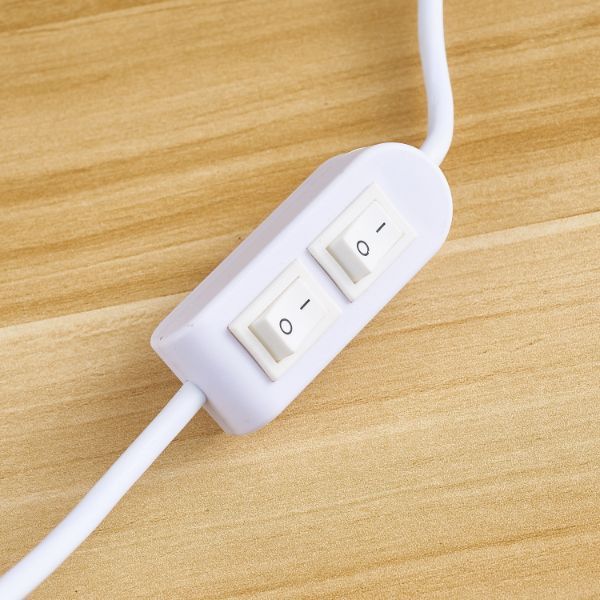 Biała stołowa lampa Belfugo z dwoma włącznikami