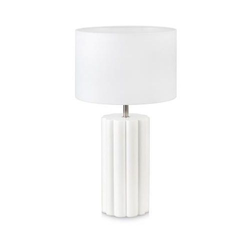 Biała stołowa lampa Column z ceramiczną podstawą