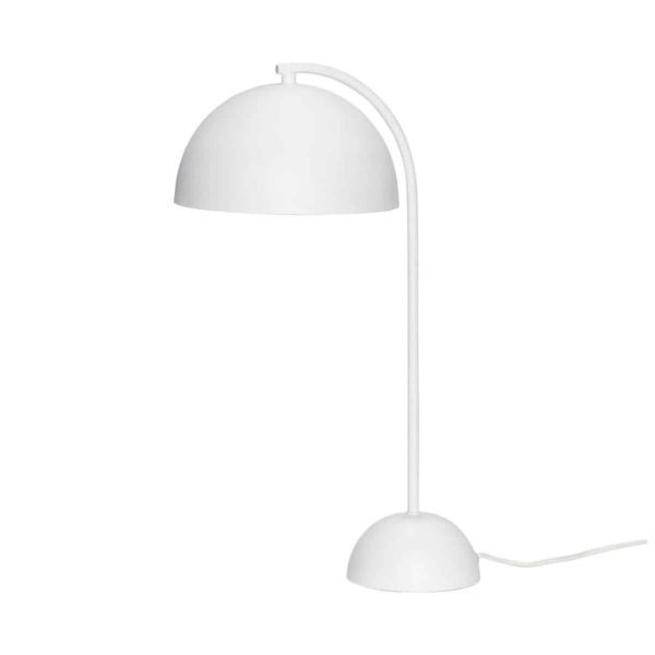 Biała stołowa lampa Form z okrągłym kloszem