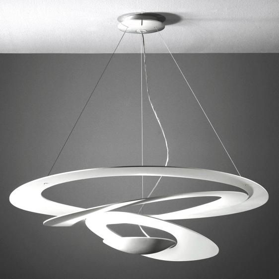 Biała, wisząca lampa LED Pirce z możliwością ściemniania