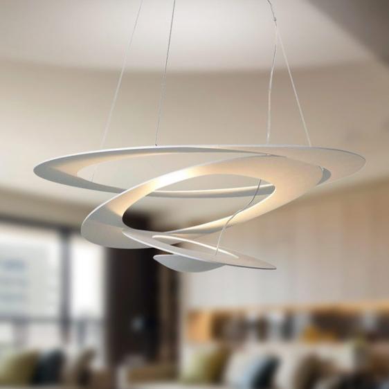 Biała, wisząca lampa LED Pirce z możliwością ściemniania