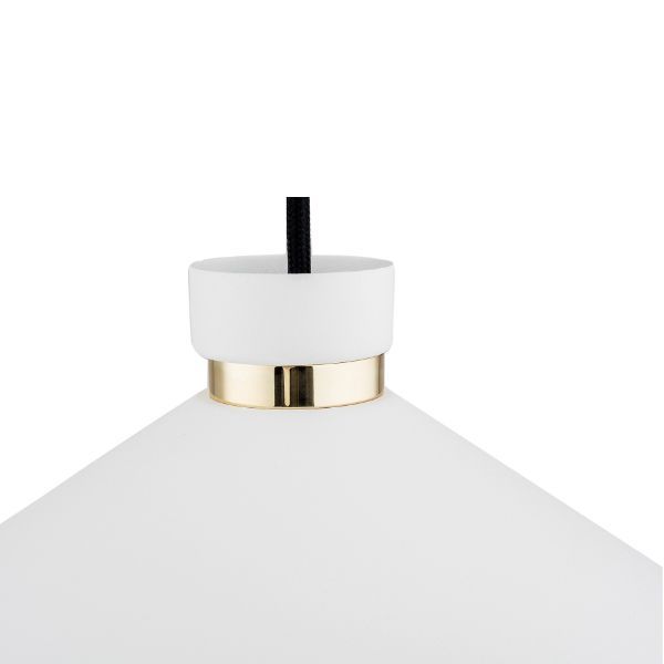 Biała wisząca lampa Neshville z szerokim, stożkowym kloszem