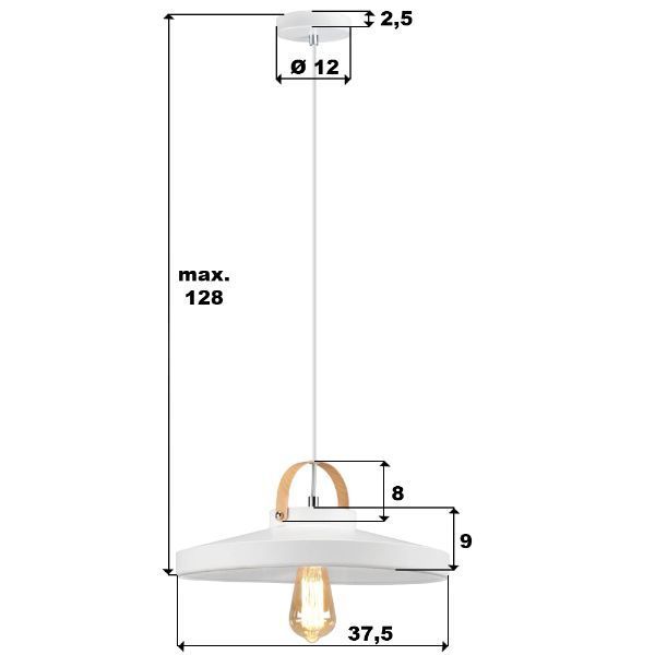 Biała wisząca lampa Next z szerokim kloszem