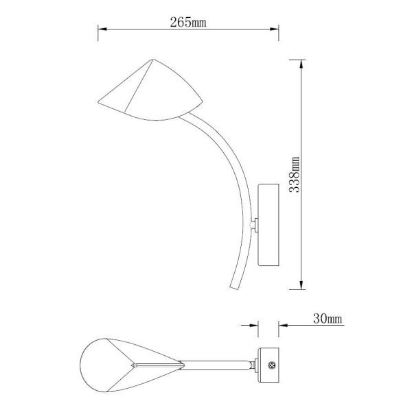 lumigo bialy kinkiet capuccina z regulowanym kloszem i oswietleniem led 3