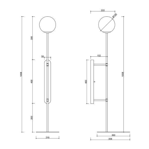 Biały kinkiet Tablo z półką i szklanym kloszem