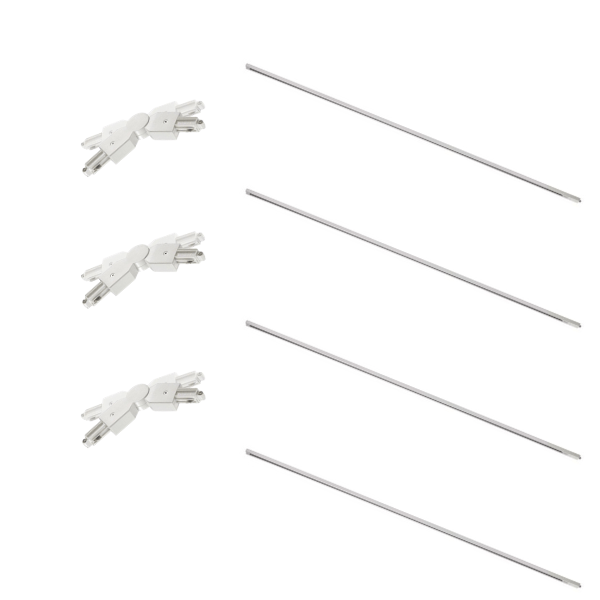 Biały kwadratowy zestaw szynowy Link 1.8x1.8 z końcowym zasilaniem