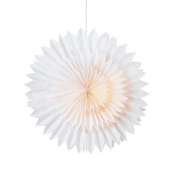 Biały lampion Solina o wysokości 45 cm, stylowe oświetlenie dekoracyjne