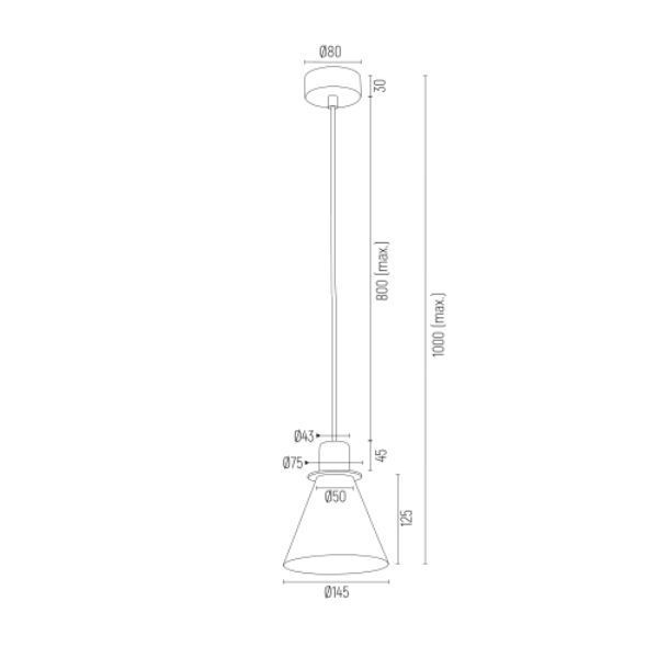 Błękitna lampa wisząca Beverly w kształcie stożka z eleganckimi złotymi akcentami