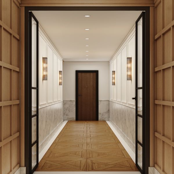 Brązowy kinkiet Avignon Square 500 ze szklanym kloszem