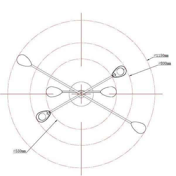 Czarna, 115-centymetrowa lampa sufitowa Capuccina 6 LED