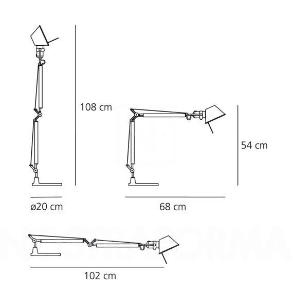 Czarna, kompaktowa lampa biurkowa Tolomeo Mini