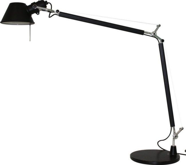 Czarna lampa biurkowa Tolomeo z regulowanym kloszem