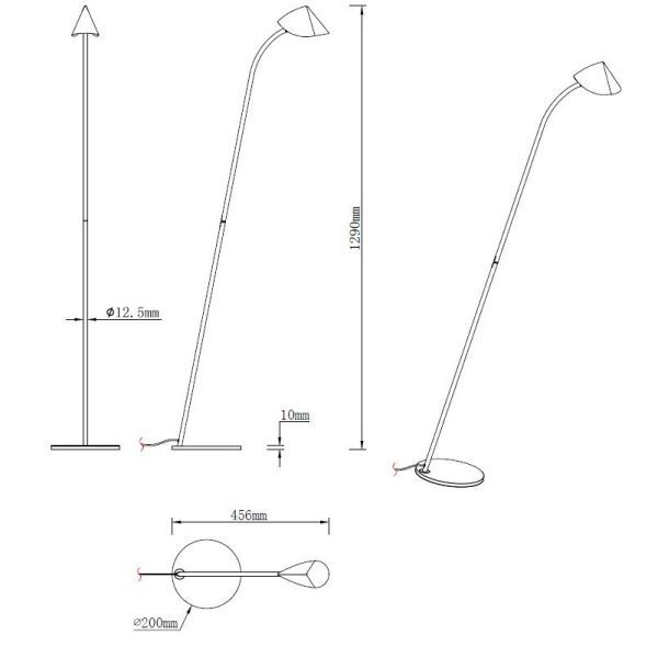 Czarna lampa podłogowa Capuccina z oświetleniem LED