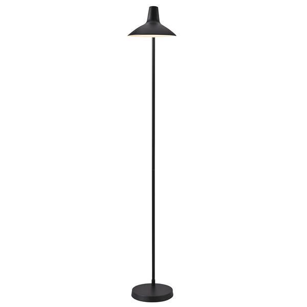 Czarna lampa podłogowa Darci od DFTP z regulowanym kloszem