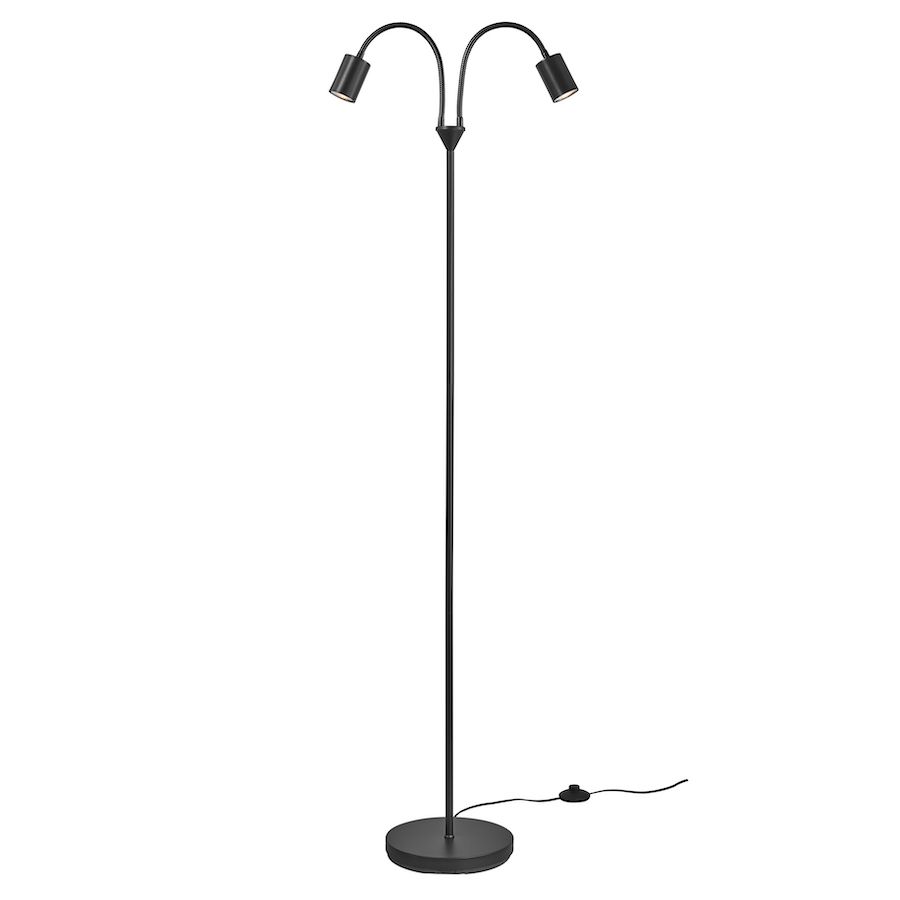 Czarna lampa podłogowa Explore z elastycznymi ramionami