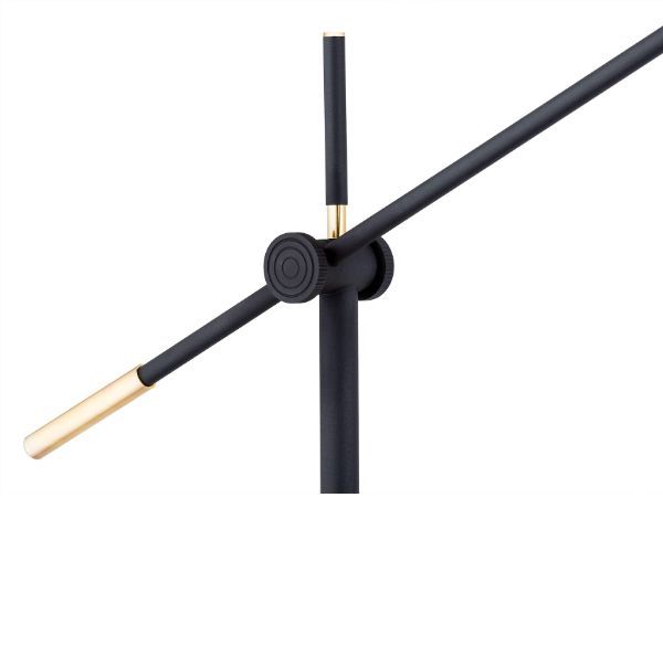 Czarna lampa podłogowa Nashville z eleganckimi złotymi akcentami