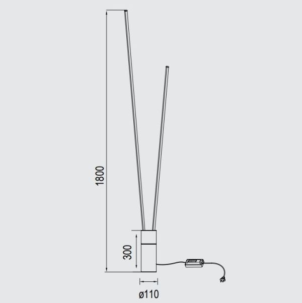 Czarna lampa podłogowa Vertical z dwiema listwami LED o barwie 3000K