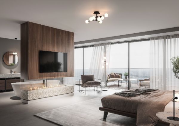 Czarna lampa stołowa Cellar ze szklaną kulą